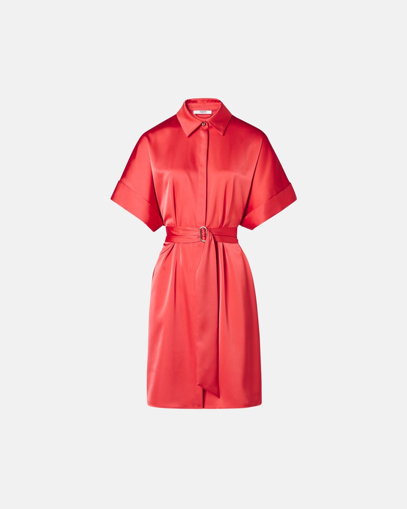Vestido camisero raso coral_4