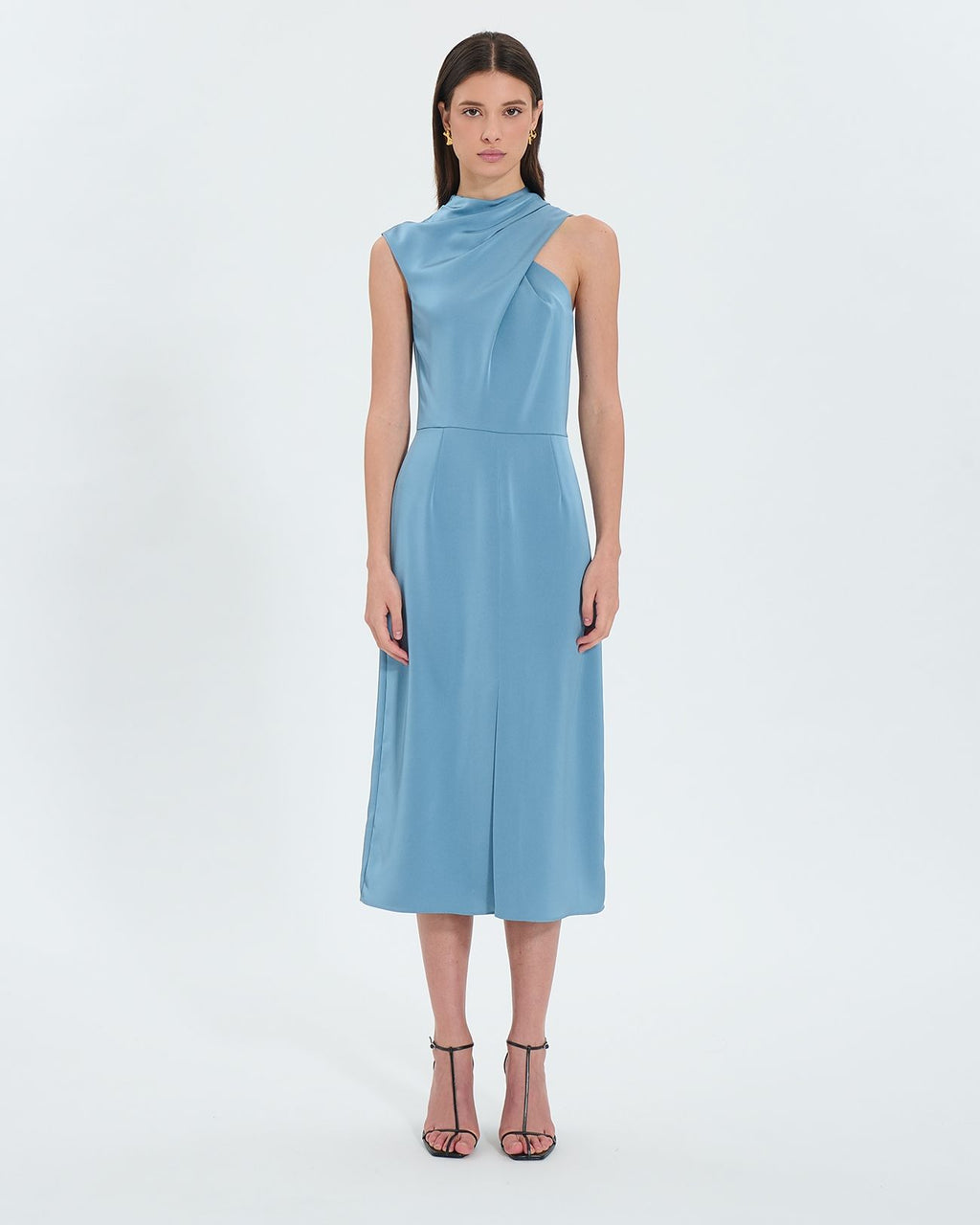 Vestido asimétrico raso azul_1