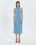 Vestido asimétrico raso azul_1