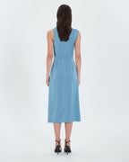 Vestido asimétrico raso azul_3