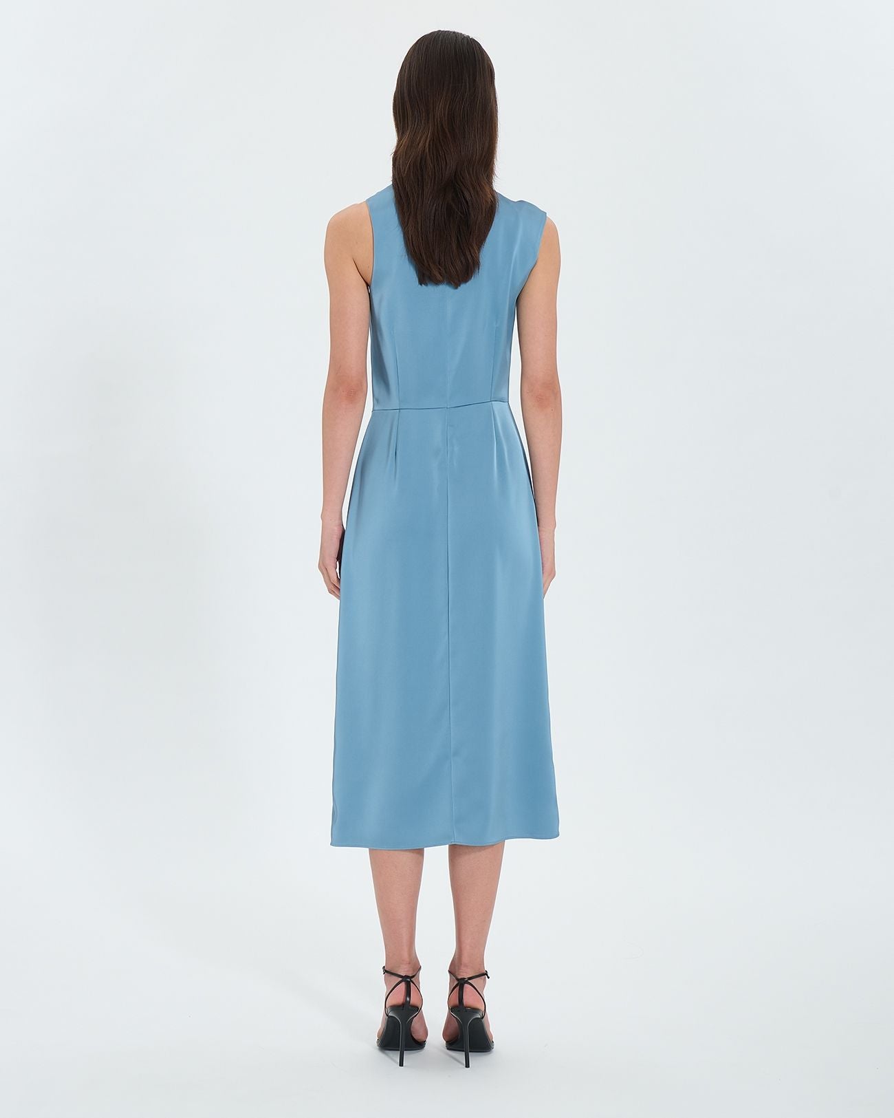 Vestido asimétrico raso azul_3