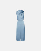 Vestido asimétrico raso azul_4