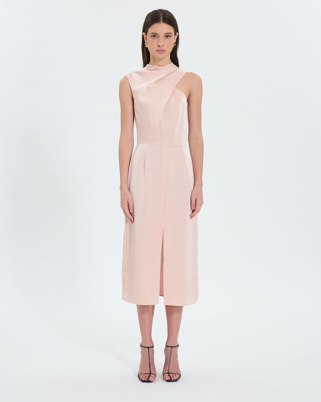 Vestido asimétrico raso nude_1