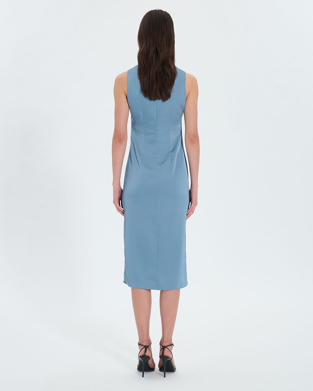 Robe midi satinée bleue hortensia_3