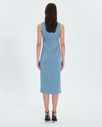Robe midi satinée bleue hortensia_3