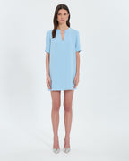 Sky blue crepe straight dress_1