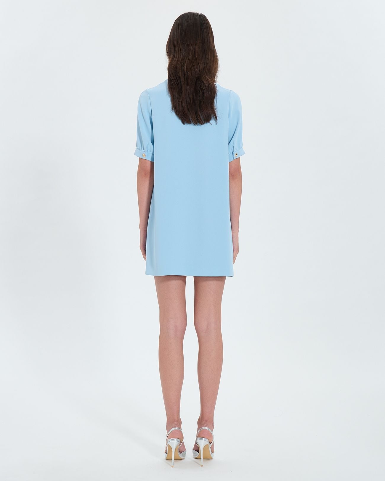 Sky blue crepe straight dress_3