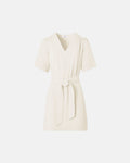 Vestido entallado de crepe crudo_1