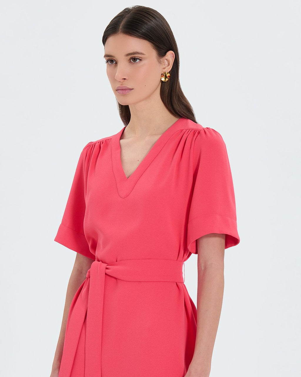 Vestido recto entallado coral_2
