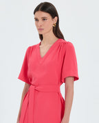 Vestido recto entallado coral_2