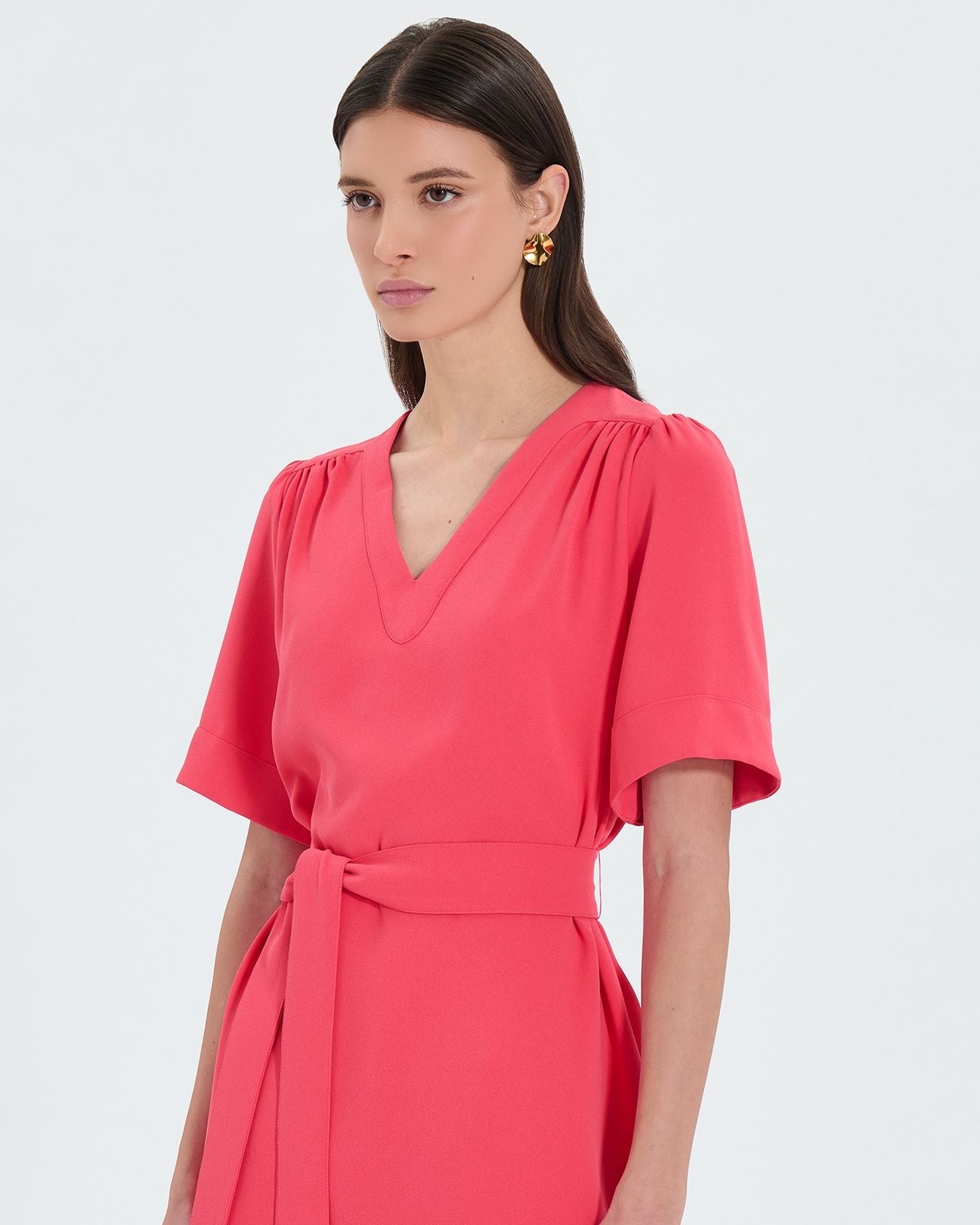Vestido recto entallado coral_2