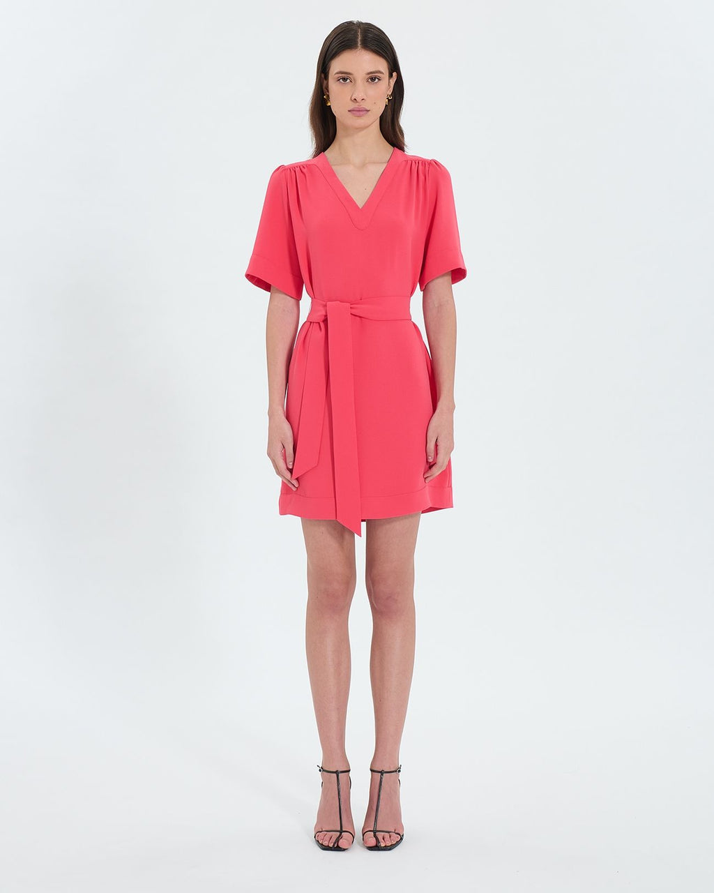Vestido recto entallado coral_4