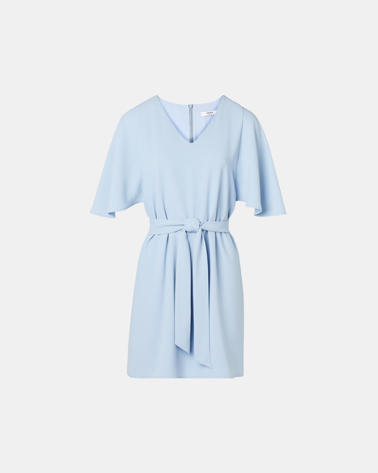 Vestido corto crepe celeste_4