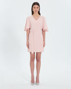 Robe courte en crêpe nude_1