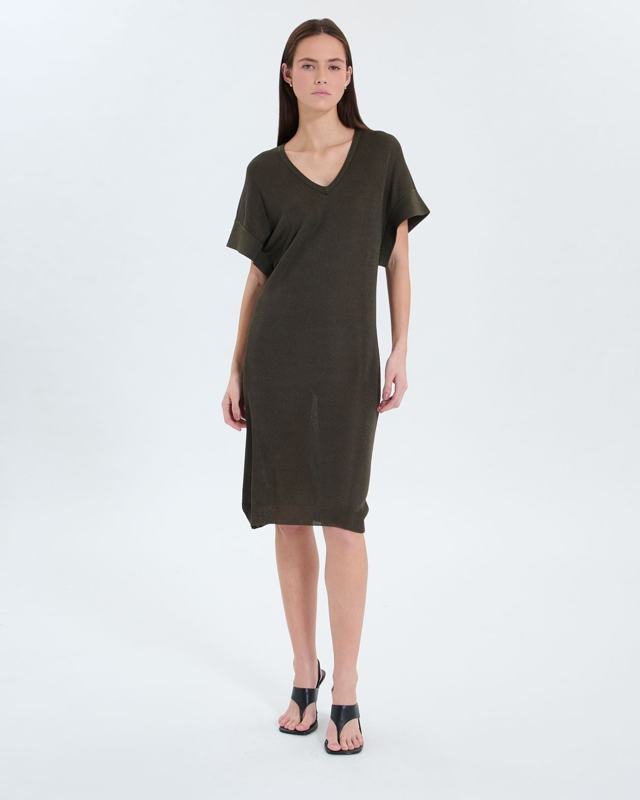 Robe en maille fine kaki_1