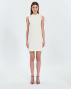 Vestido recto en crepe crudo_1