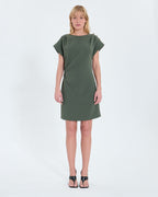 Robe courte en crêpe kaki_1