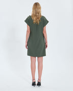Robe courte en crêpe kaki_4