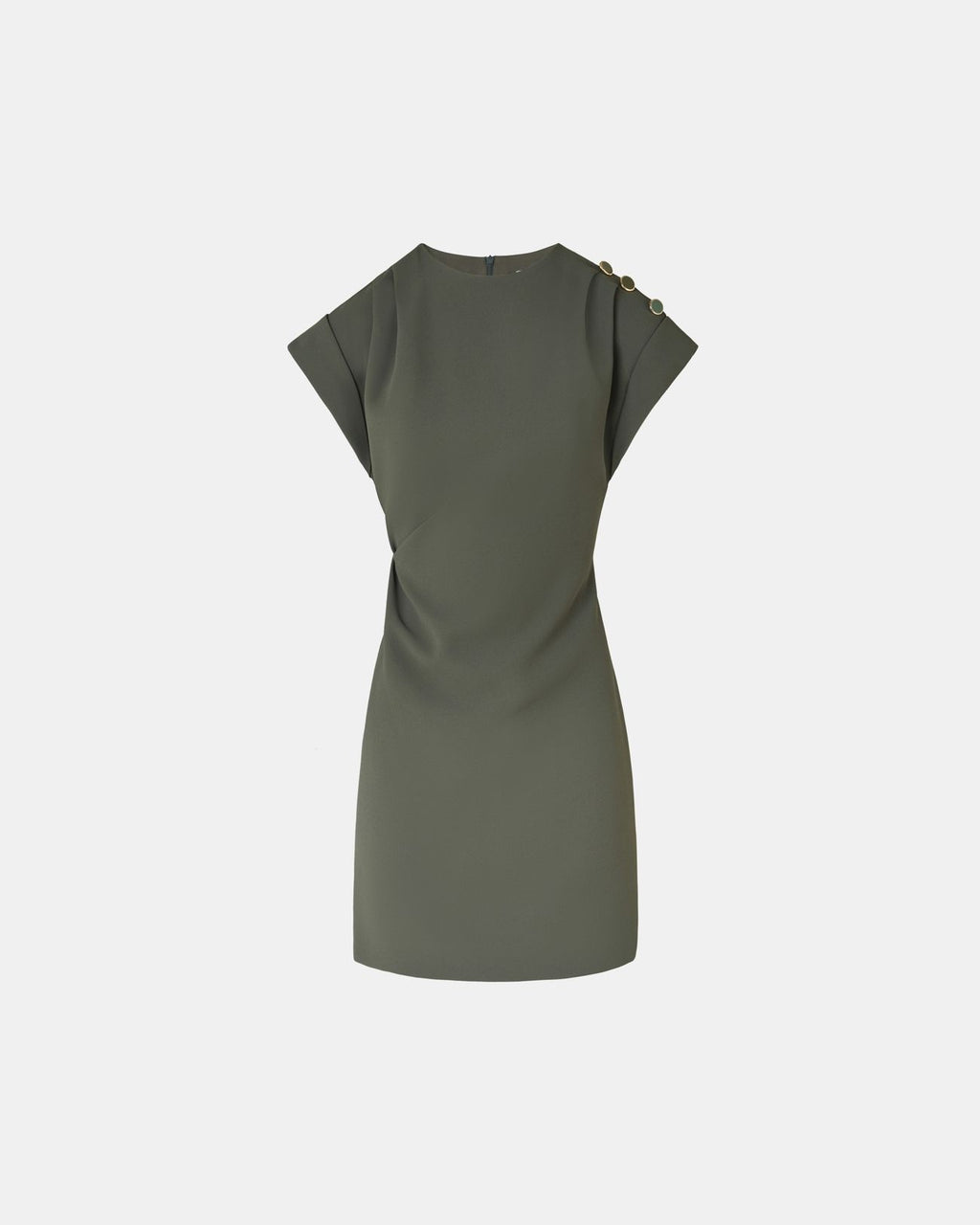 Robe courte en crêpe kaki_5