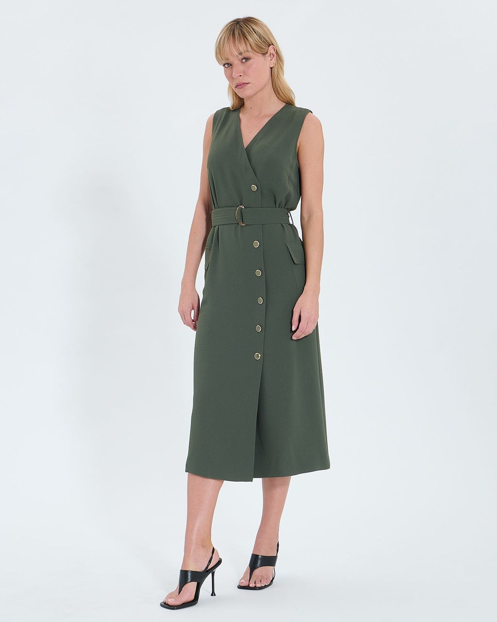 Vestido largo crepe caqui_1