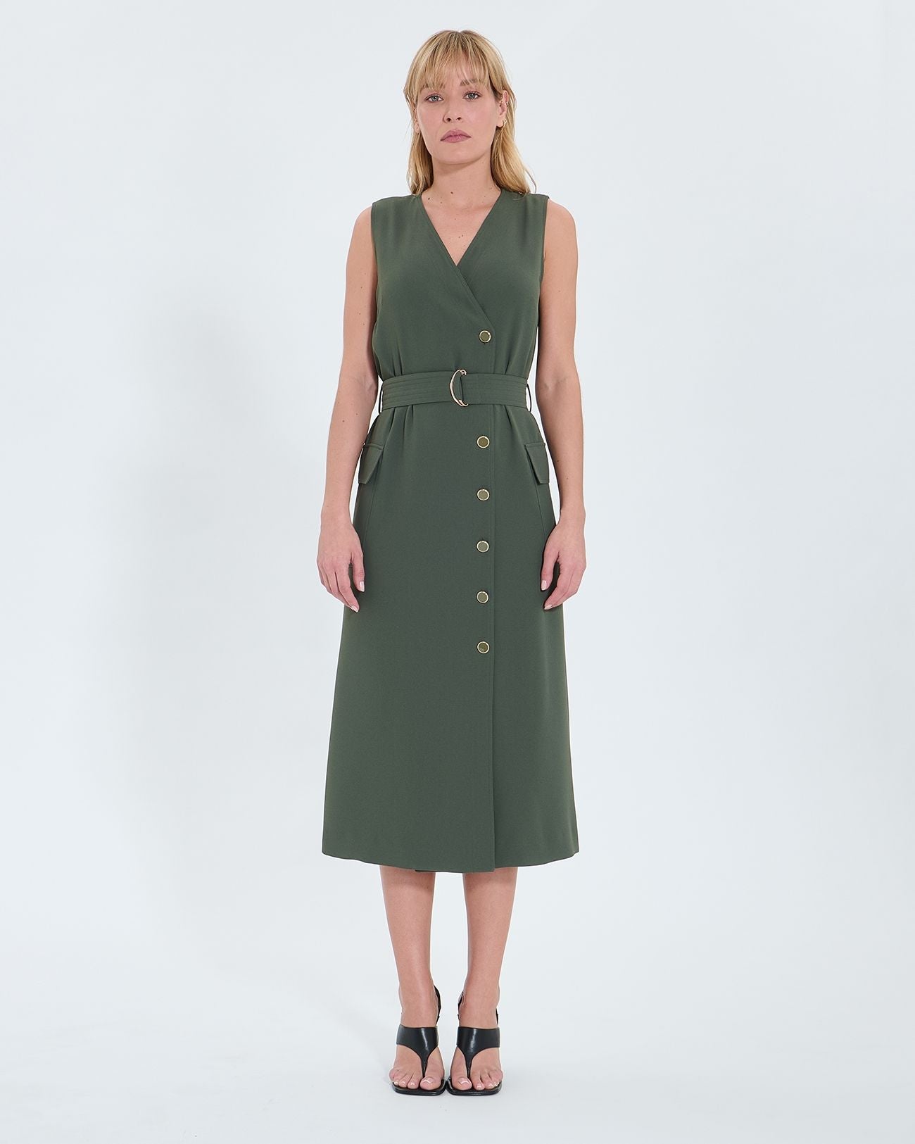 Vestido largo crepe caqui_4