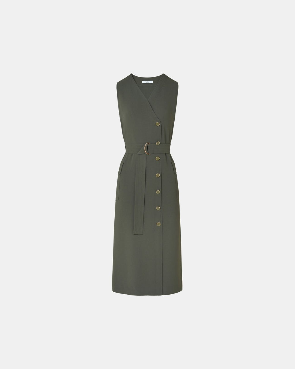 Vestido largo crepe caqui_5