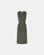 Vestido largo crepe caqui_5