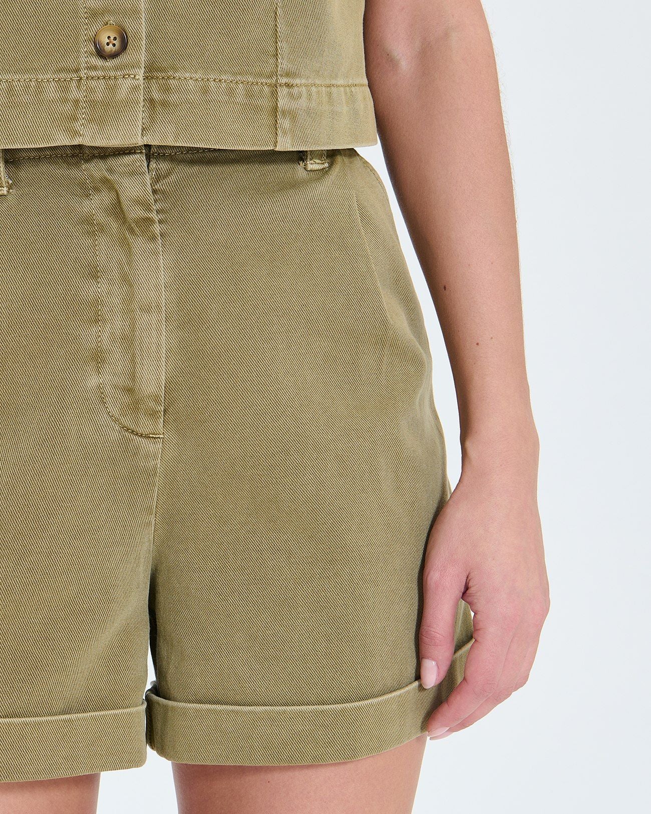 Khaki denim shorts_1