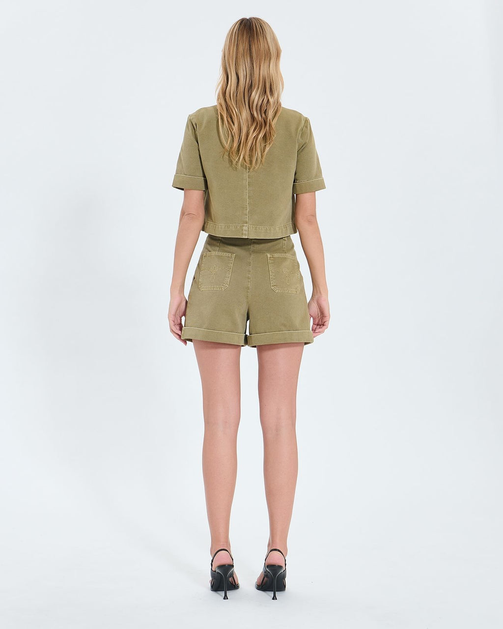 Khaki denim shorts_3
