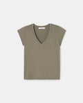 Tee-shirt col V kaki_5