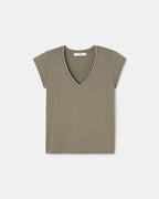 Tee-shirt col V kaki_5