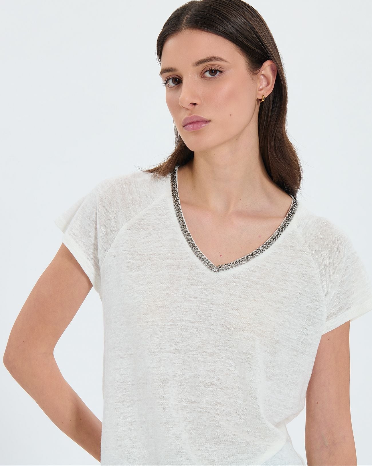 Ecru linen T-shirt_1