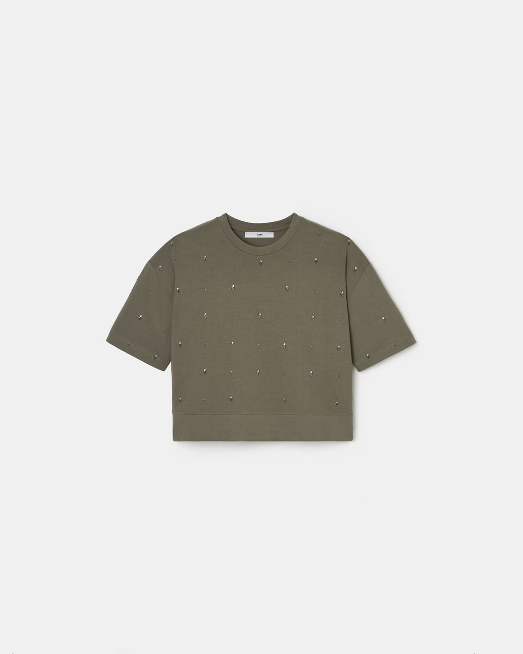 Khaki embellished T-shirt_6