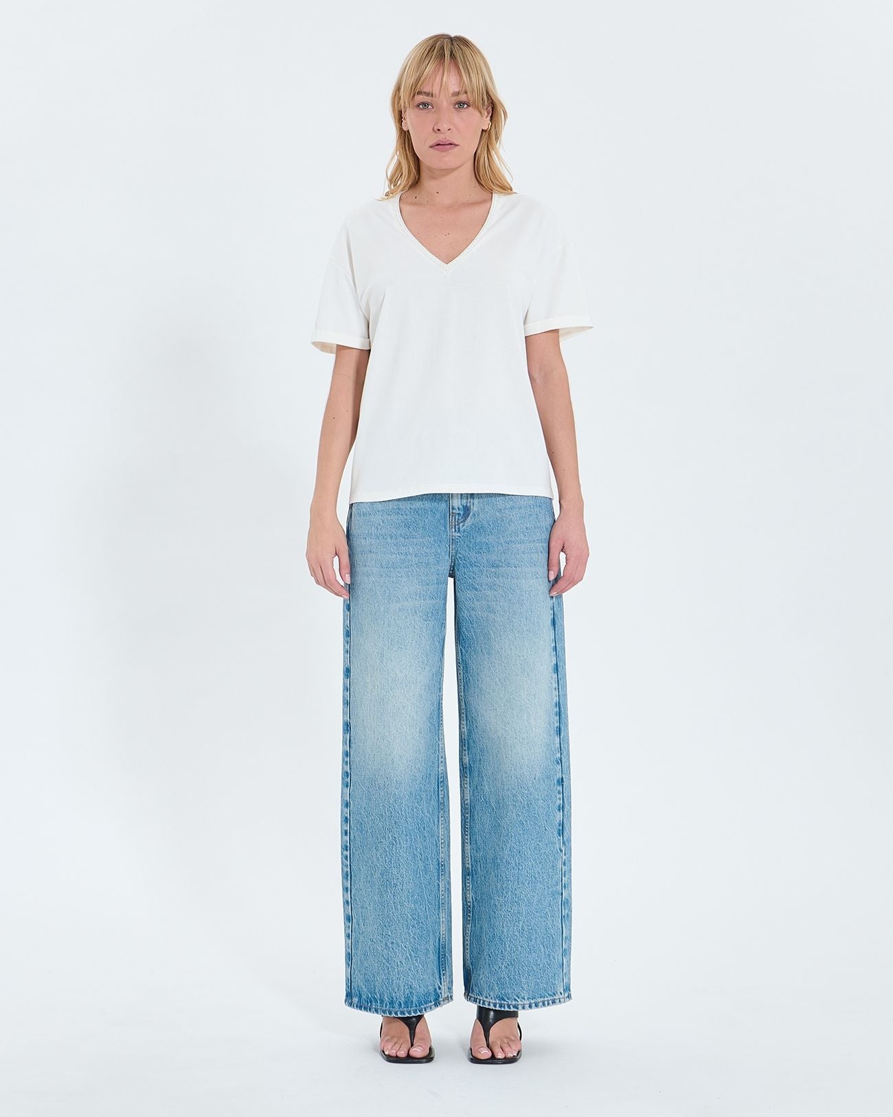 Tee-shirt ajusté en coton écru_4
