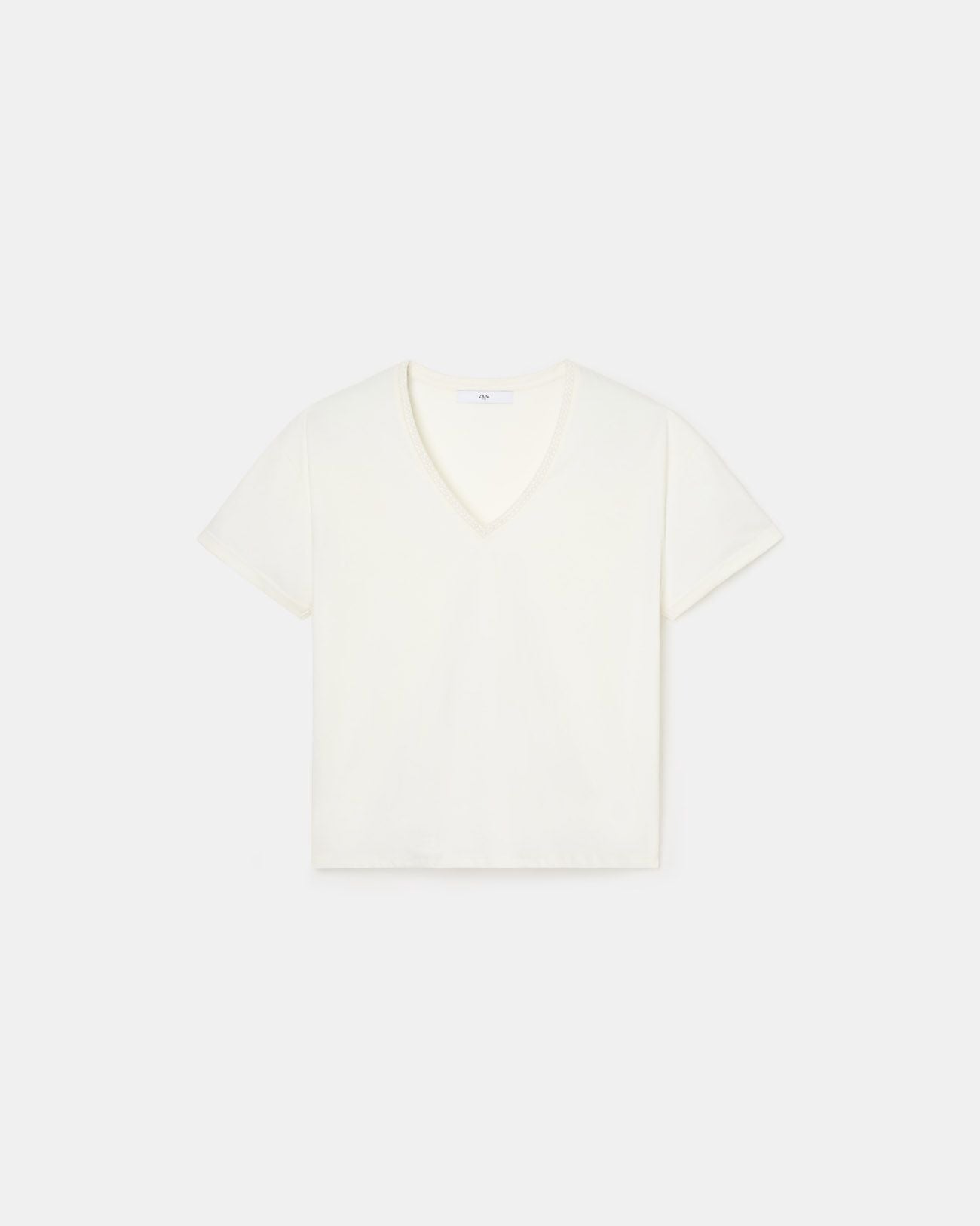 Tee-shirt ajusté en coton écru_5