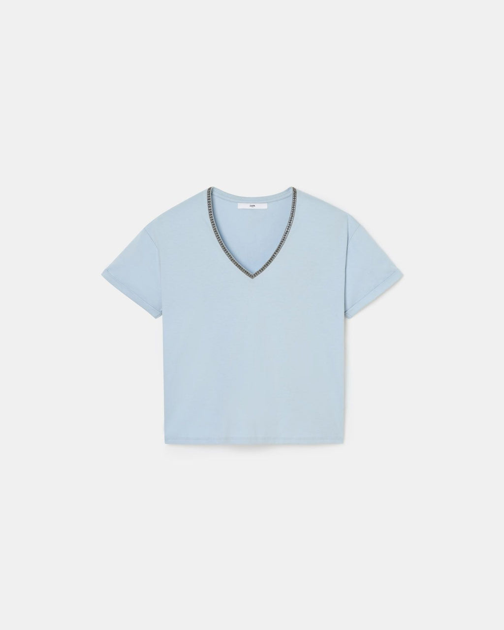 Camiseta entallada algodón azul cielo_5