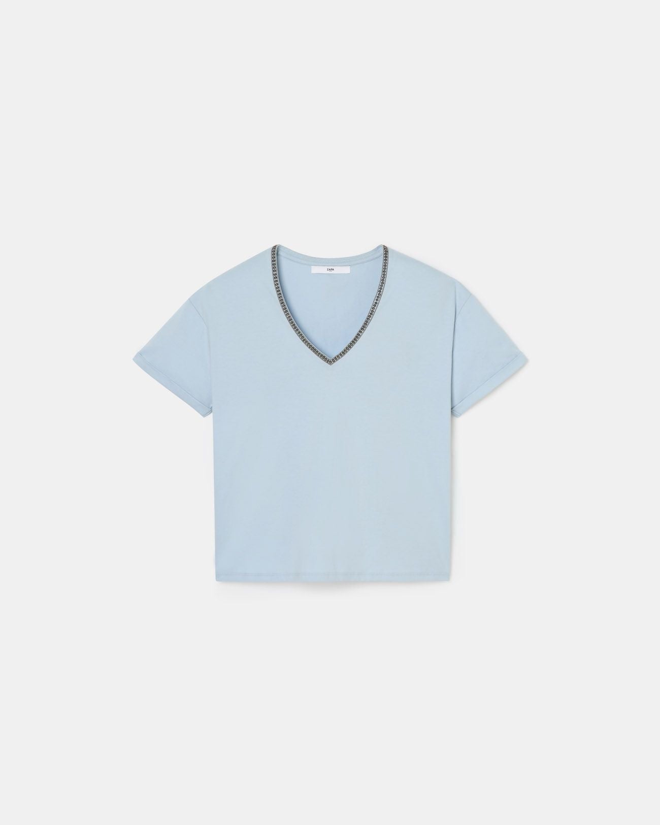 Camiseta entallada algodón azul cielo_5