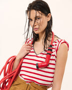 Top jersey à rayures rouge_1