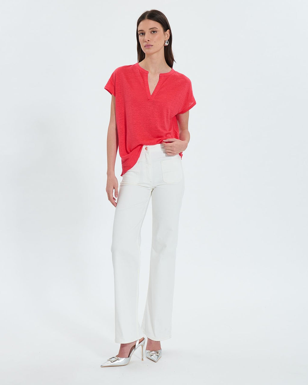 Coral linen top_1