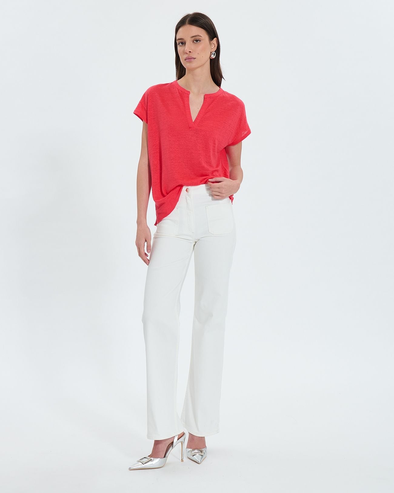 Coral linen top_1