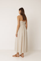 Gingham Strappy Dress - Beige