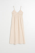 Gingham Strappy Dress - Beige