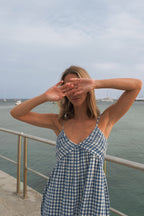 Gingham Strappy Dress - British Blue