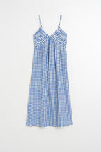 Gingham Strappy Dress - British Blue