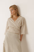 Cropped Multi-Way Tie Shirt - Beige