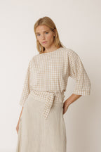 Cropped Multi-Way Tie Shirt - Beige