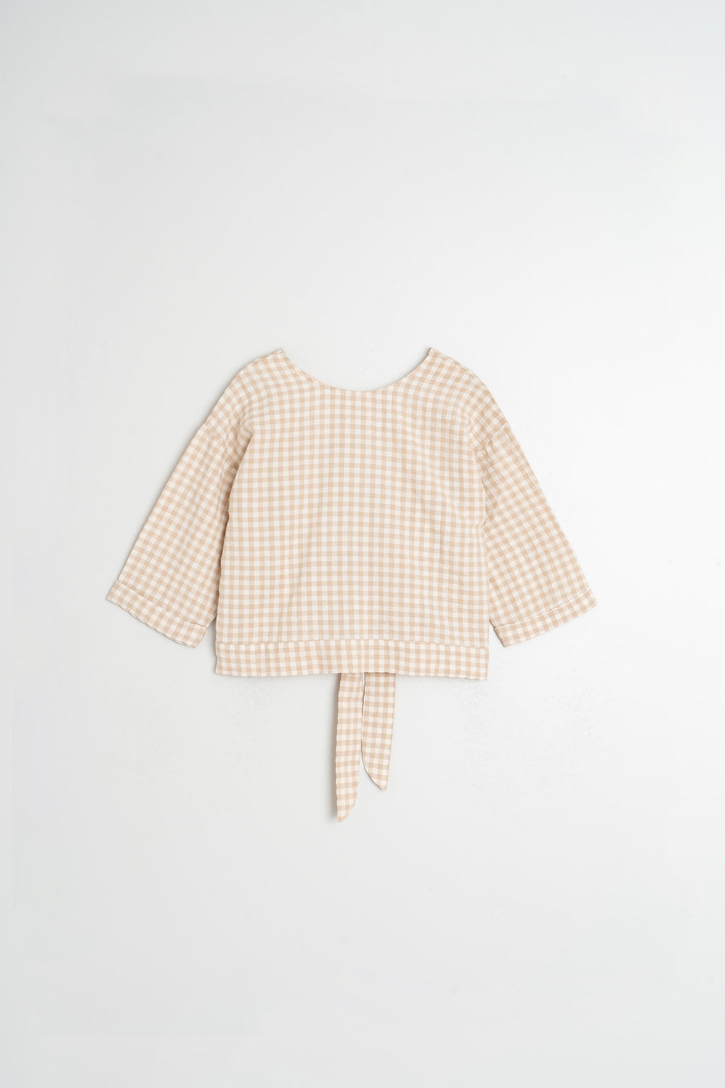 Cropped Multi-Way Tie Shirt - Beige
