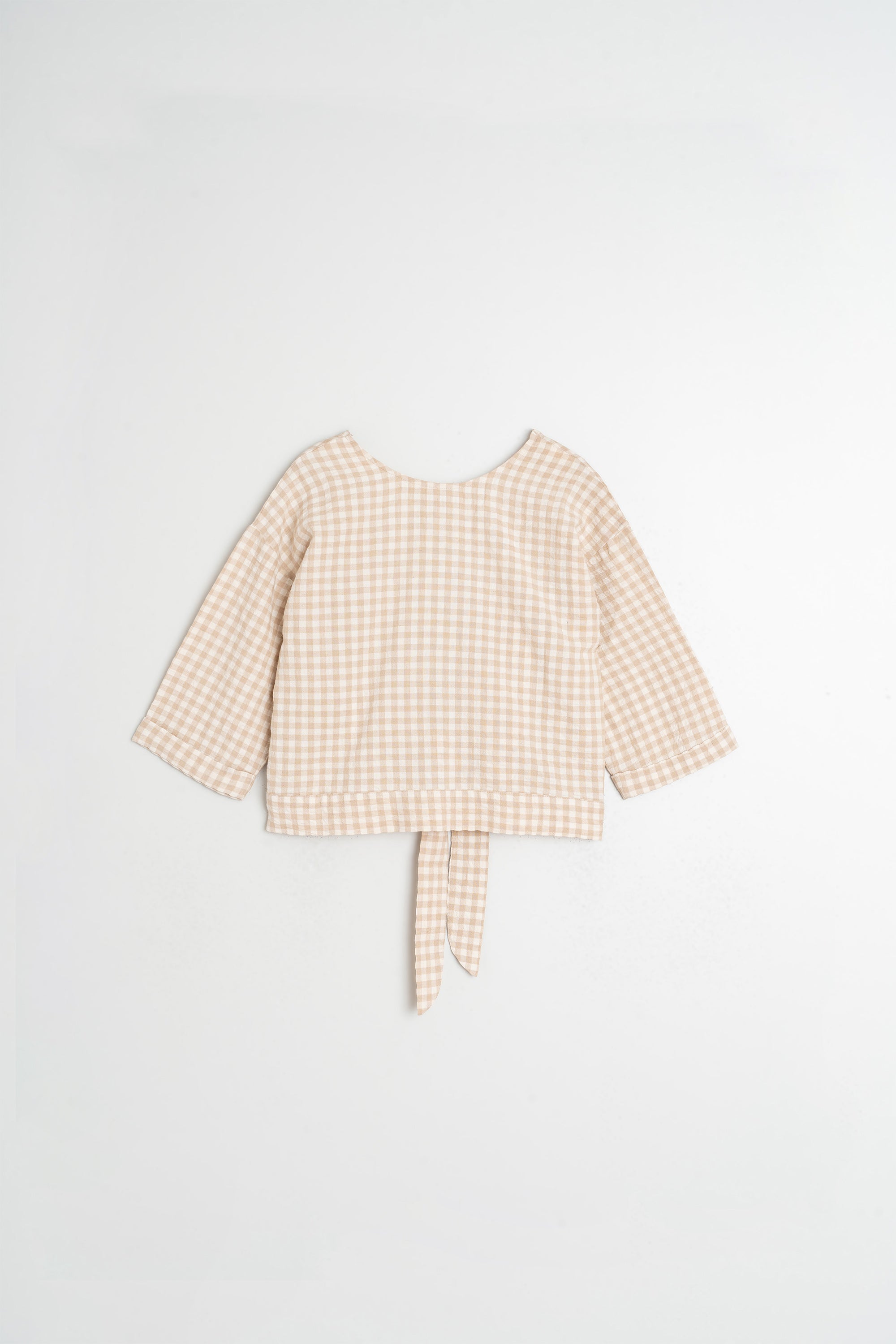 Cropped Multi-Way Tie Shirt - Beige