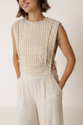Top Acolchado de Cuadros - Beige