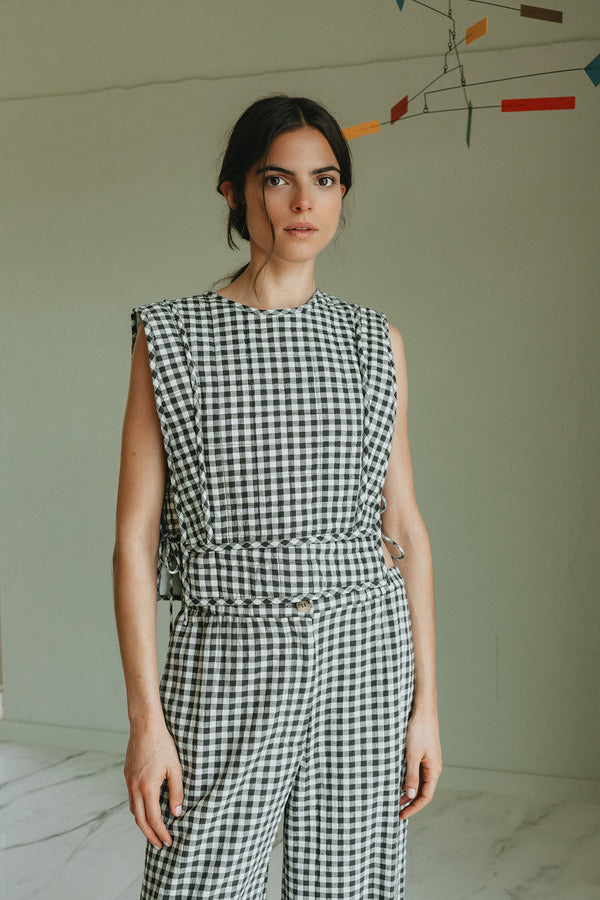 Quilted Check Top - Mint